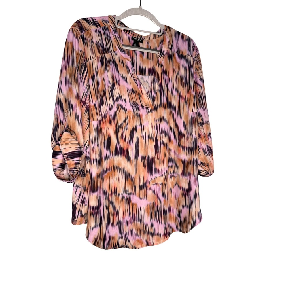 Torrid Harper Georgette 3/4 Sleeve Blouse colorful purple and orange